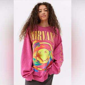 Nirvana smile overdyed sweatshirt UO urban outfitters